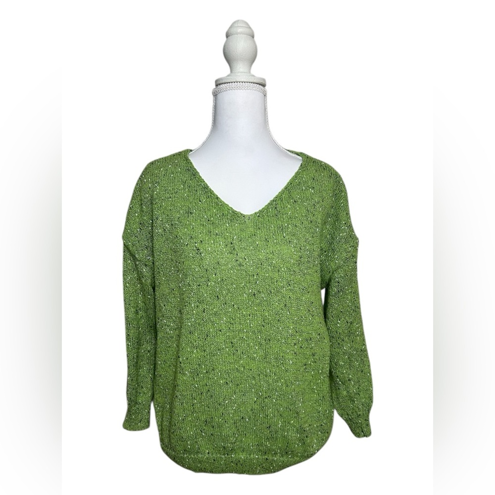Green V-Neck Women's Sweater Small